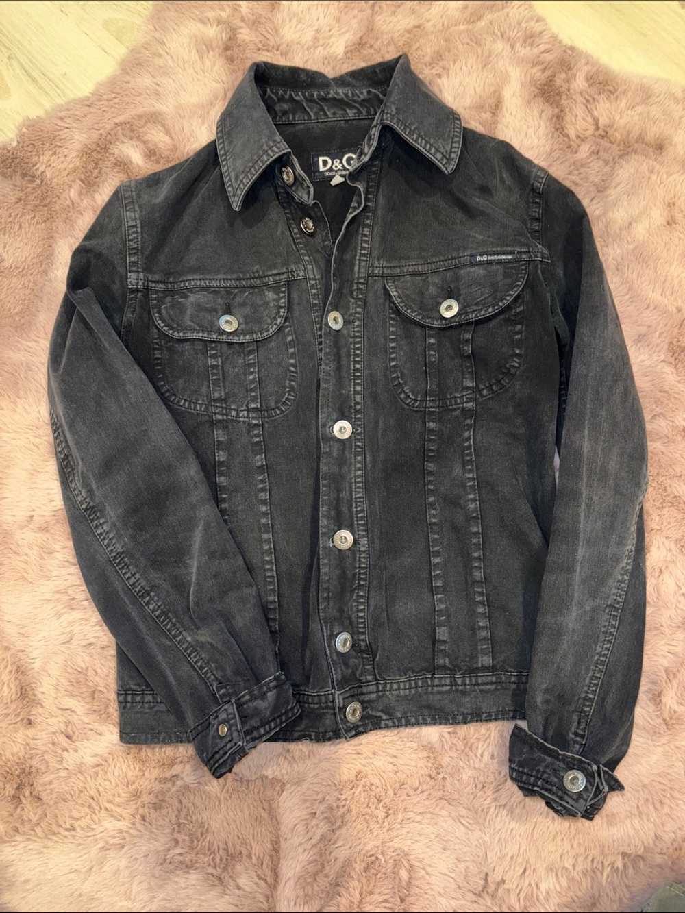 D&G Men’s Italian Faded Black Denim Jacket